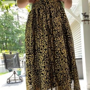 Gold Cheetah Print Long Skirt